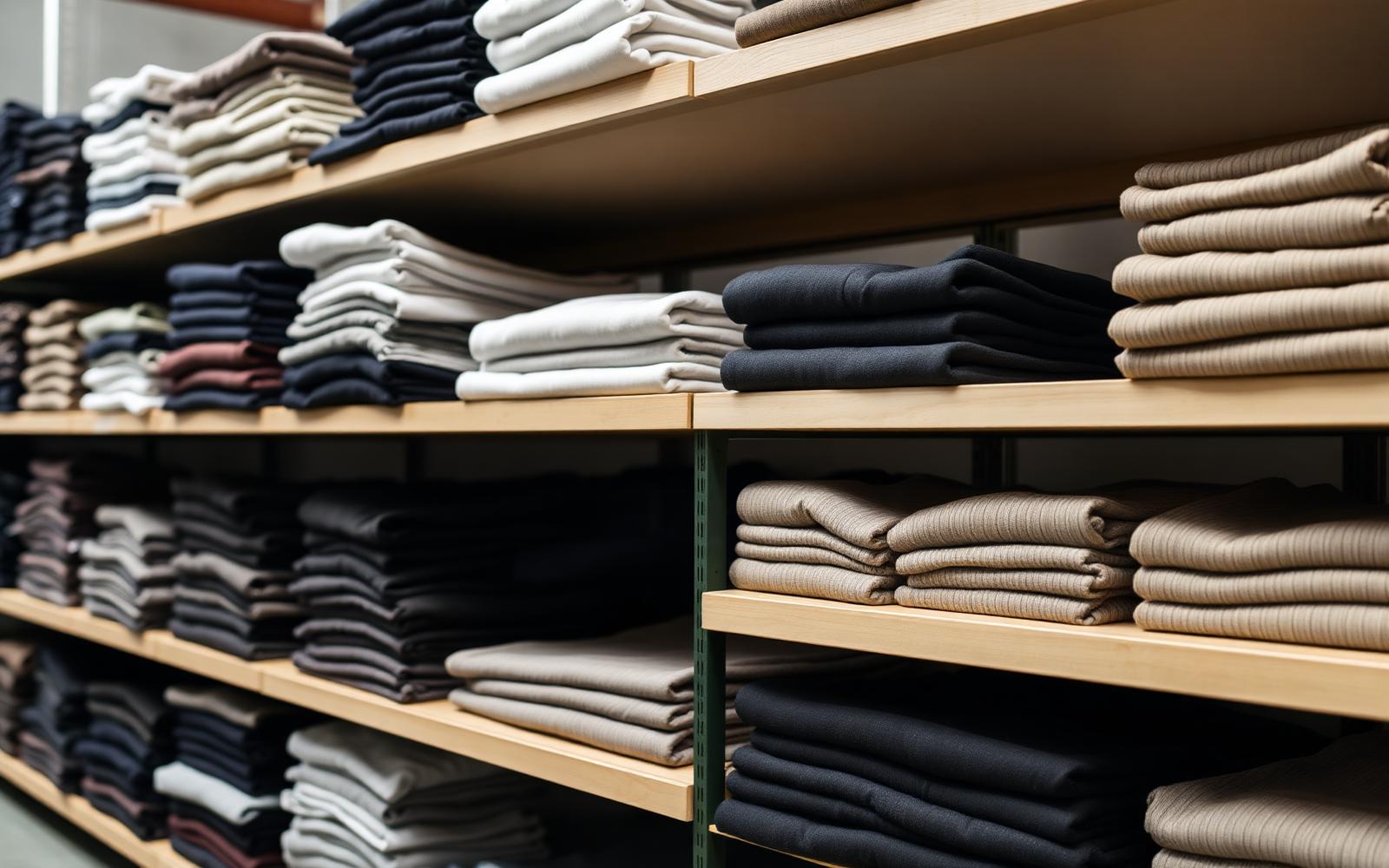 Warehouse of folded apparel